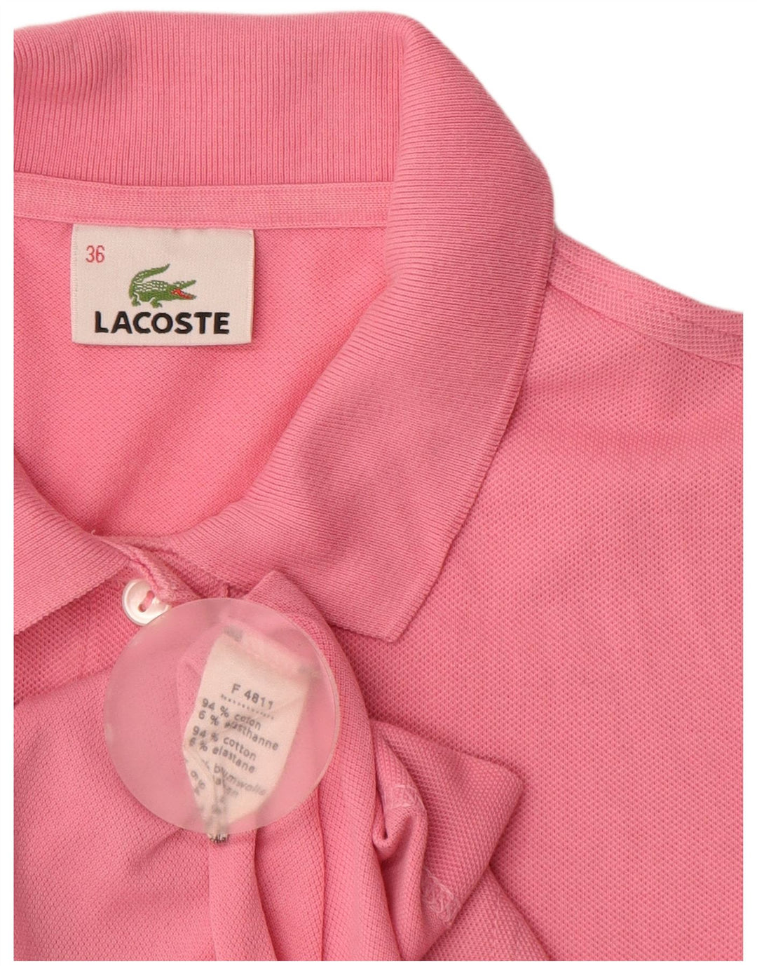 LACOSTE Polo para mujer Talla 36 Pequeño Algodón rosa