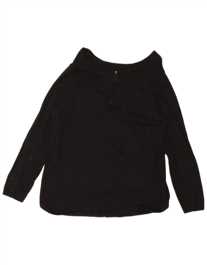 Marks & Spencer Suéter tipo jersey con cremallera y cuello para mujer UK 46 Large Viscosa negra