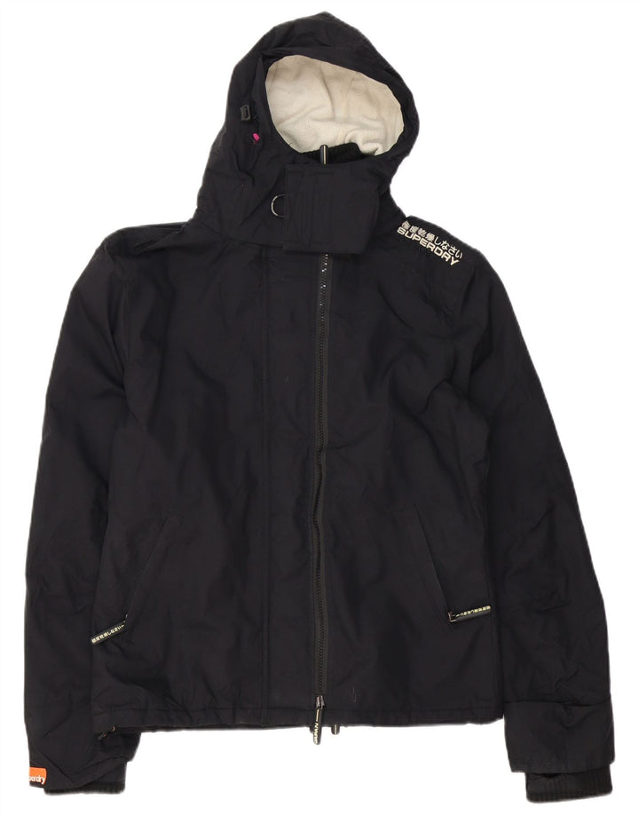 Superdry Chaqueta Cortavientos Con Capucha Y Estampado Para Mujer UK 46 Large Nylon Negro