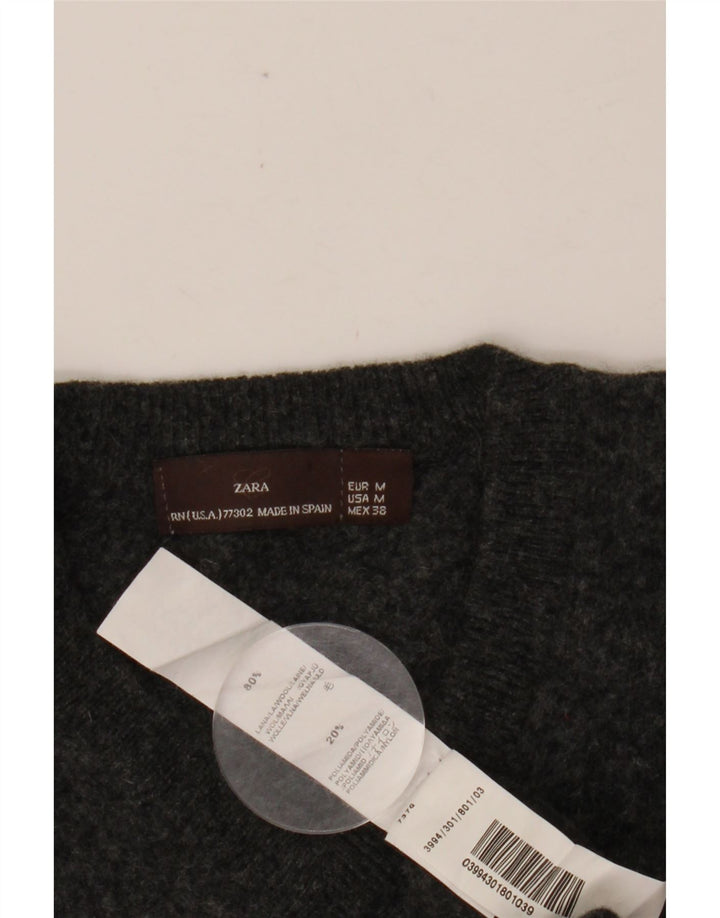 ZARA Hombre Jersey Cuello Pico Lana Gris Medio