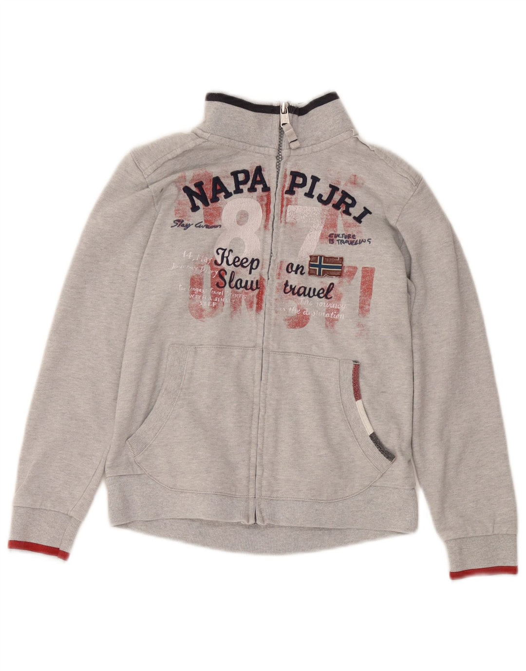 NAPAPIJRI Chaqueta superior de chándal con gráfico para niños 9-10 años Algodón gris