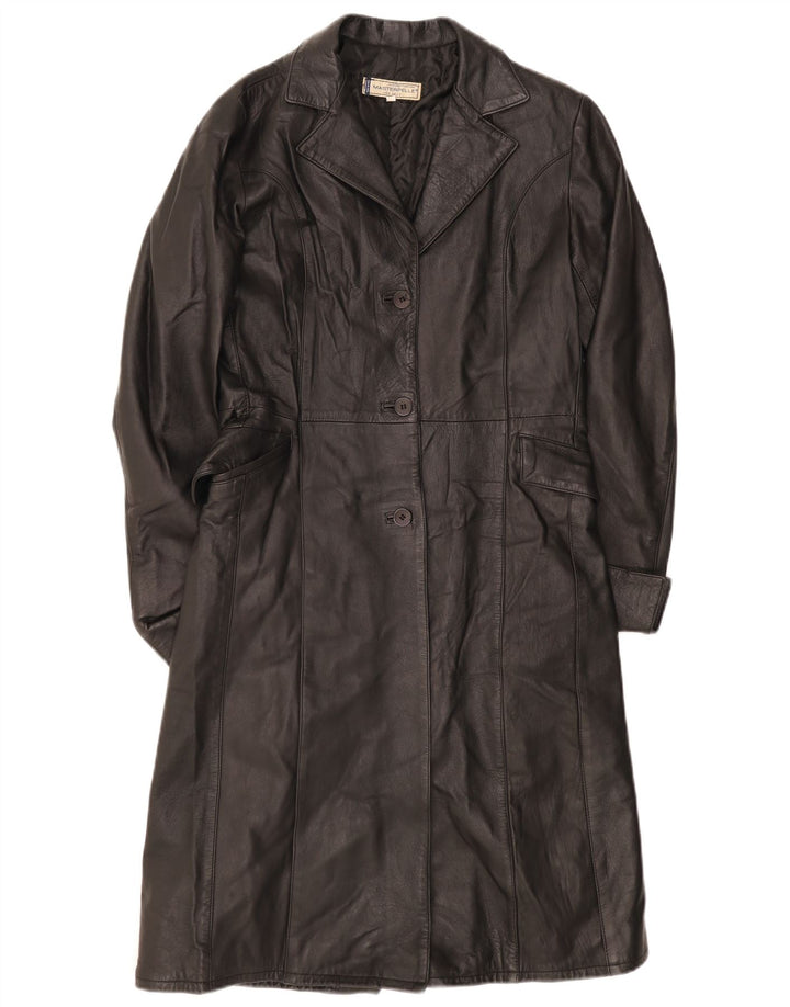 Masterpelle Abrigo de cuero para mujer IT 44 Mediano Negro