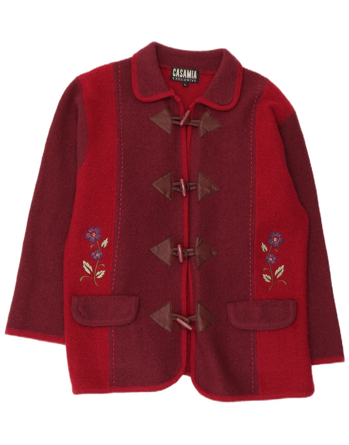 CASAMIA Chaqueta tipo blazer holgada para mujer UK 46 Large Borgoña Colorblock