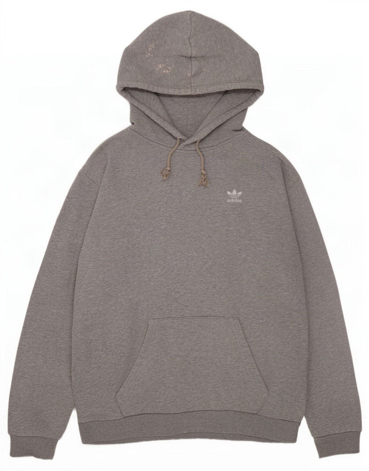 Adidas Hombre Sudadera Con Capucha Jumper Gris Medio Algodón Moteado