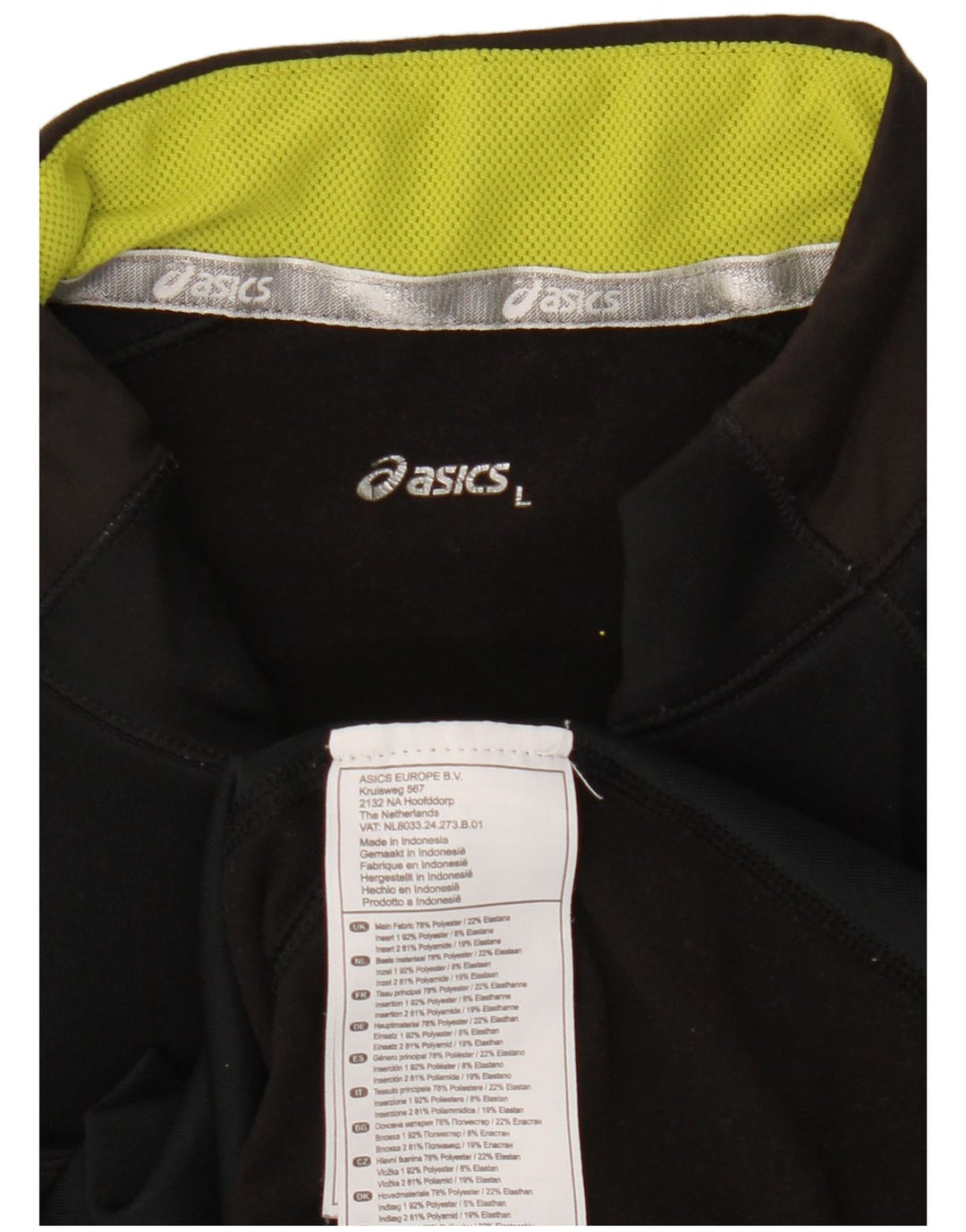 Asics Hombre Zip Neck Pullover Chándal Top Grande Negro Colorblock
