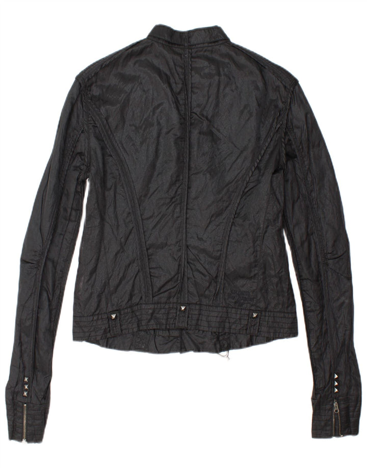 GUESS Chaqueta utilitaria corta para mujer Reino Unido 44 Grande Algodón negro