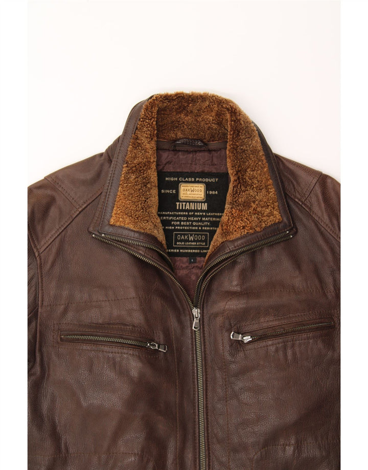 OAKWOOD Chaqueta de cuero para hombre UK 40 Large Brown
