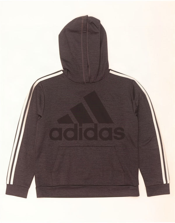 Adidas - Sudadera con capucha para niños, 12-13 años, grande, gris, poliéster