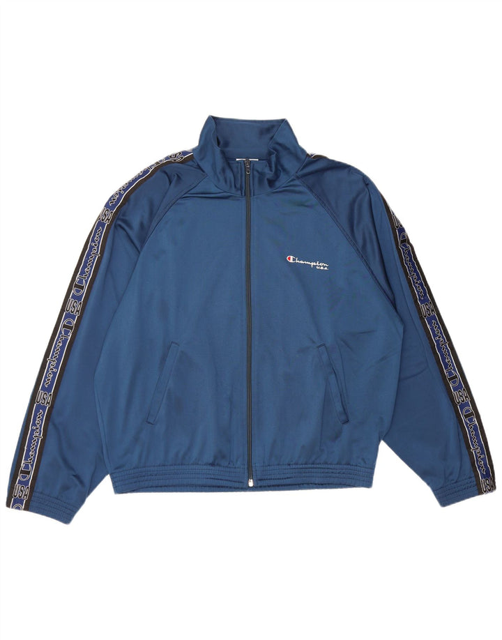 Champion Chaqueta de chándal gráfica para hombre Poliéster azul marino mediano