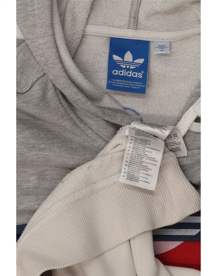 ADIDAS Hombre Sudadera Con Capucha Gráfica Jersey De Algodón Color Block Gris Medio
