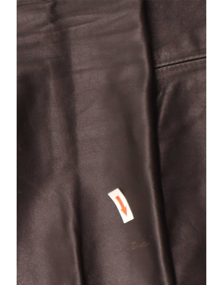 Pantalones de cuero rectos vintage para hombre W34 L32 Negro