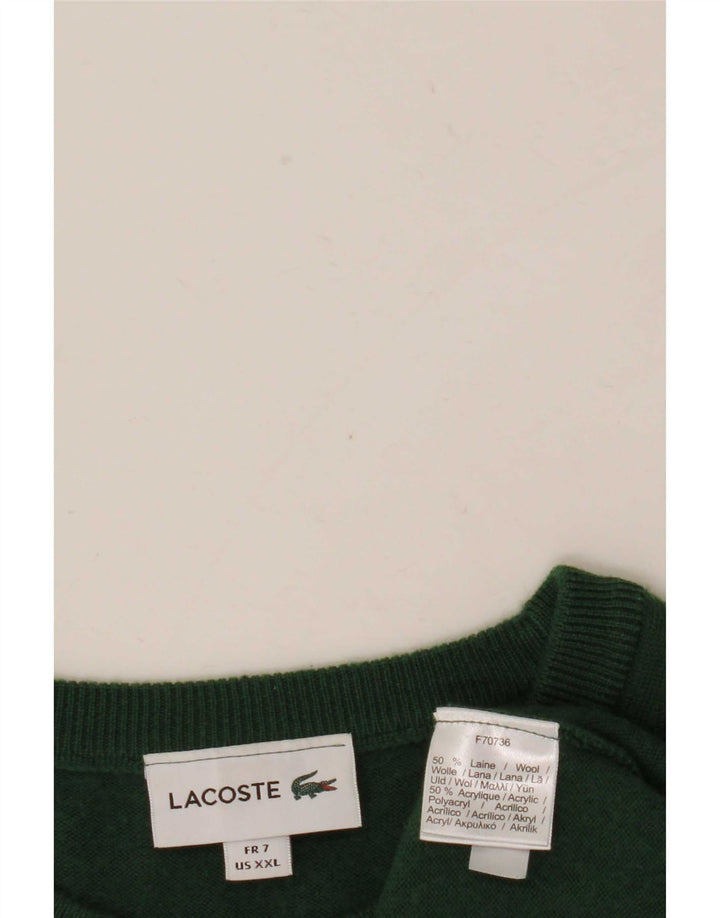 Lacoste Jersey para hombre con cuello barco, talla 7, 2XL, lana verde