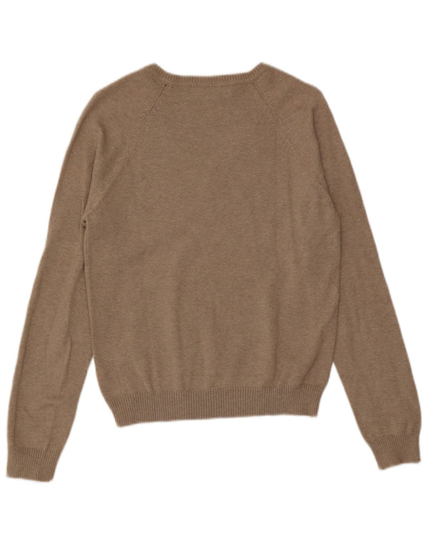 Zara Mujer Jersey con Cuello en V Jersey UK 40 XL Algodón Marrón