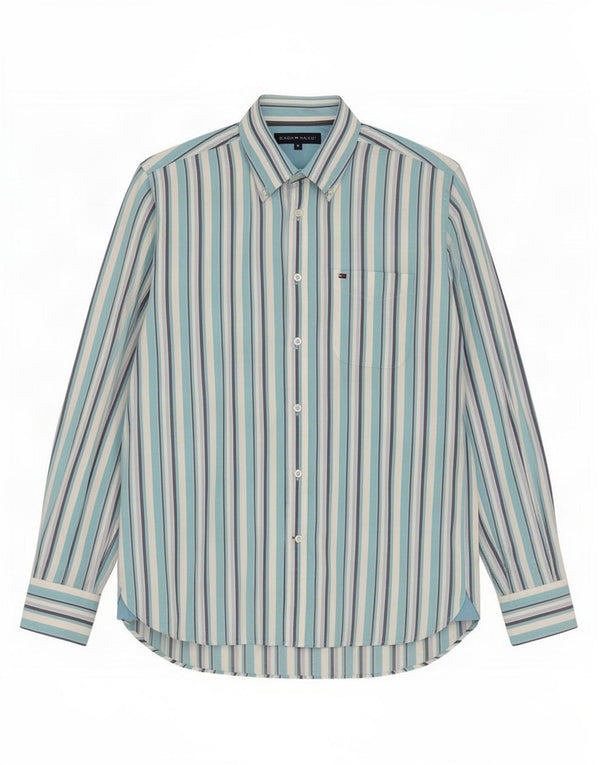 Camisa Tommy Hilfiger Hombre Algodón Azul Medio Rayas Pintadas
