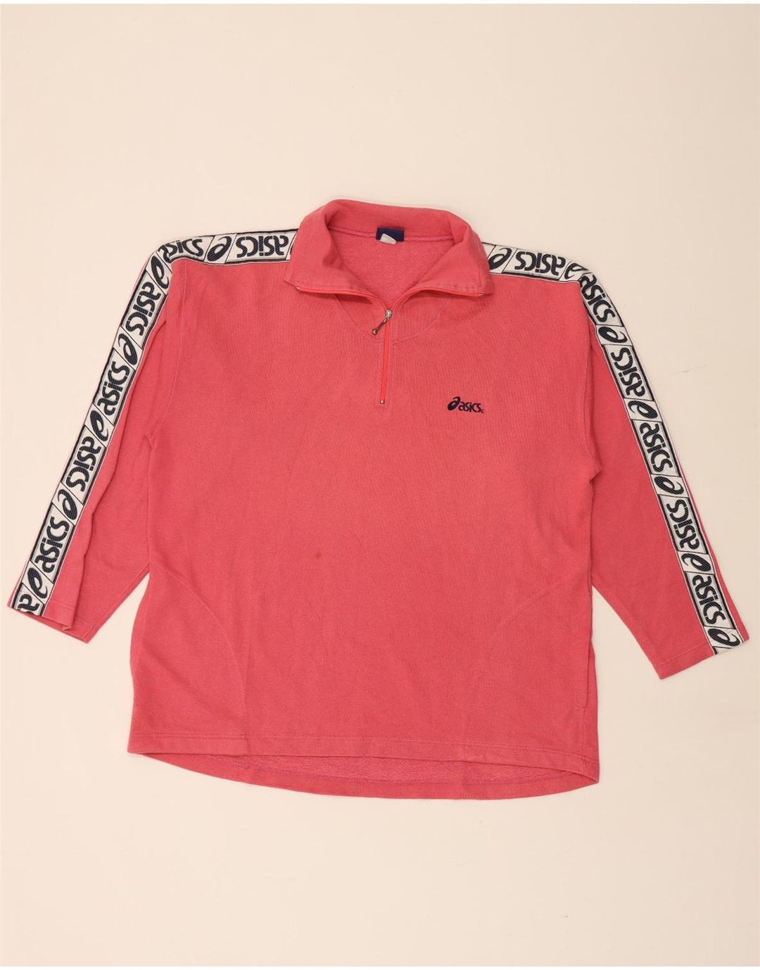ASICS Hombre Graphic Zip Neck Sudadera Jumper Grande Algodón Rosa