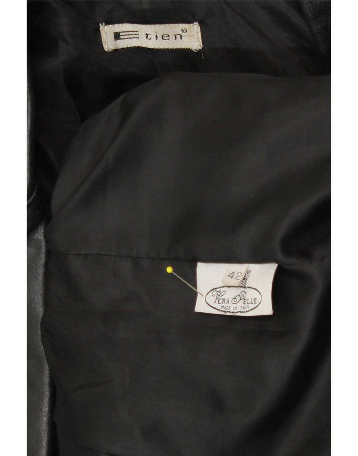 Abrigo de cuero vintage para mujer IT 42 Cuero negro medio