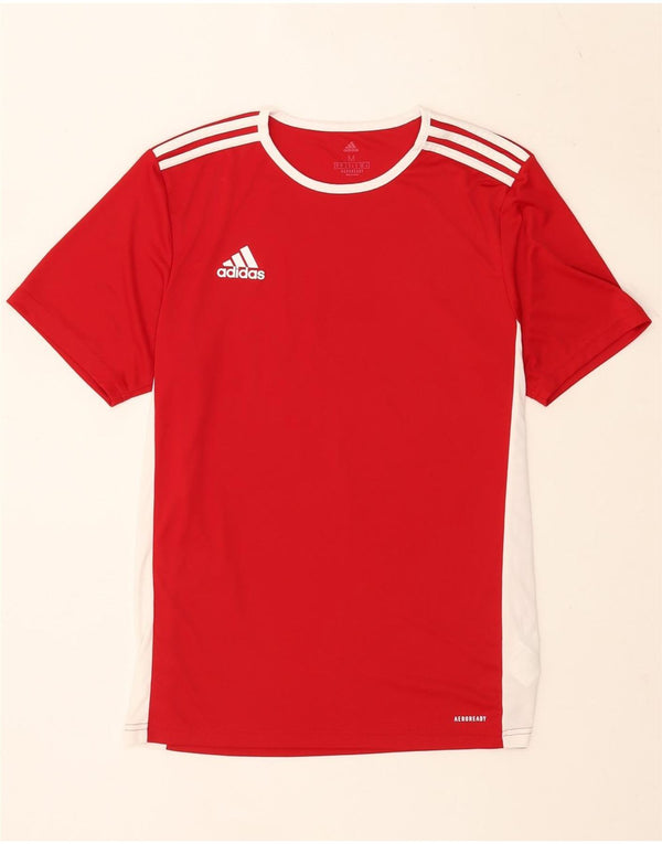 Adidas Hombre Aeroready Camiseta Superior Medio Rojo Colorblock Poliéster