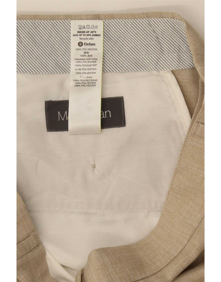 Marks & Spencer Pantalón de traje recto para hombre W32 L31 Poliéster beige