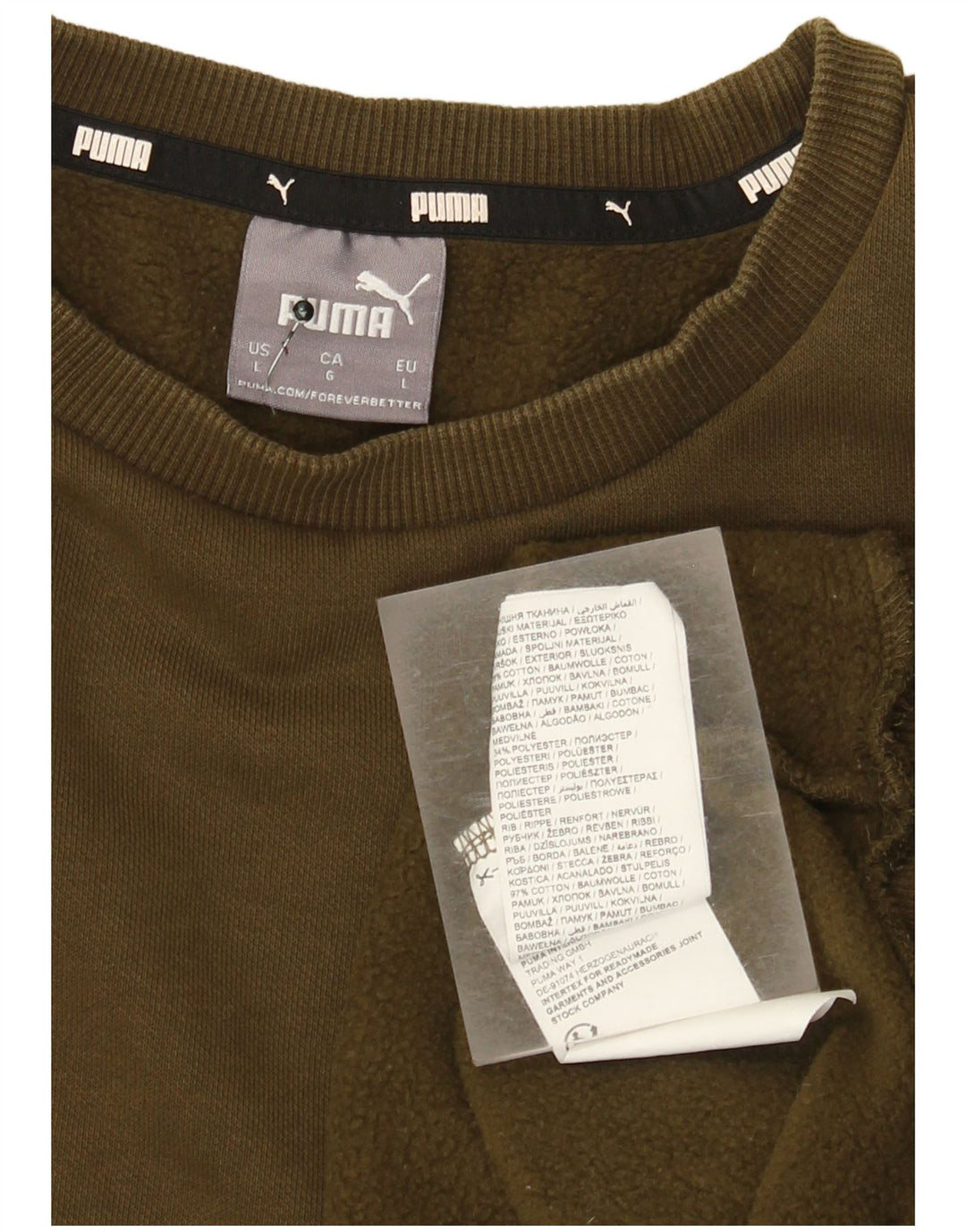 Puma Hombre Sudadera Jumper Large Caqui Algodón