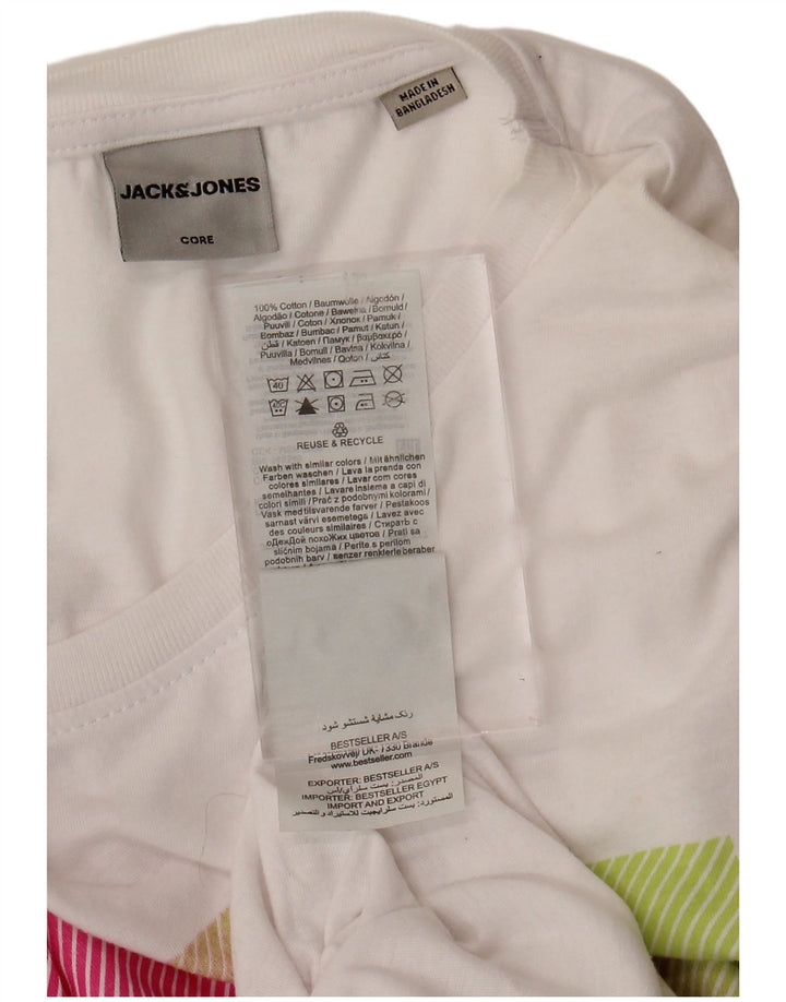 JACK & JONES Mens Graphic T-Shirt Top Small White Cotton