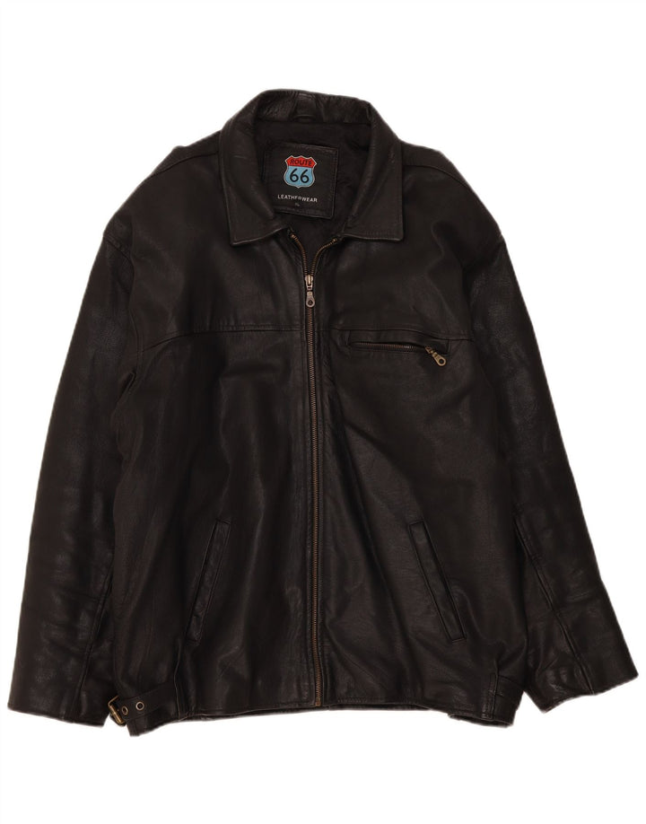 Route 66 Chaqueta de cuero para hombre UK 42 XL Negro