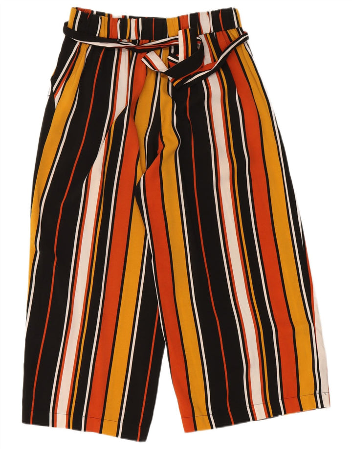 ZARA Womens Wide Leg Cropped Trousers Medium W30 L23 Multicoloured Striped