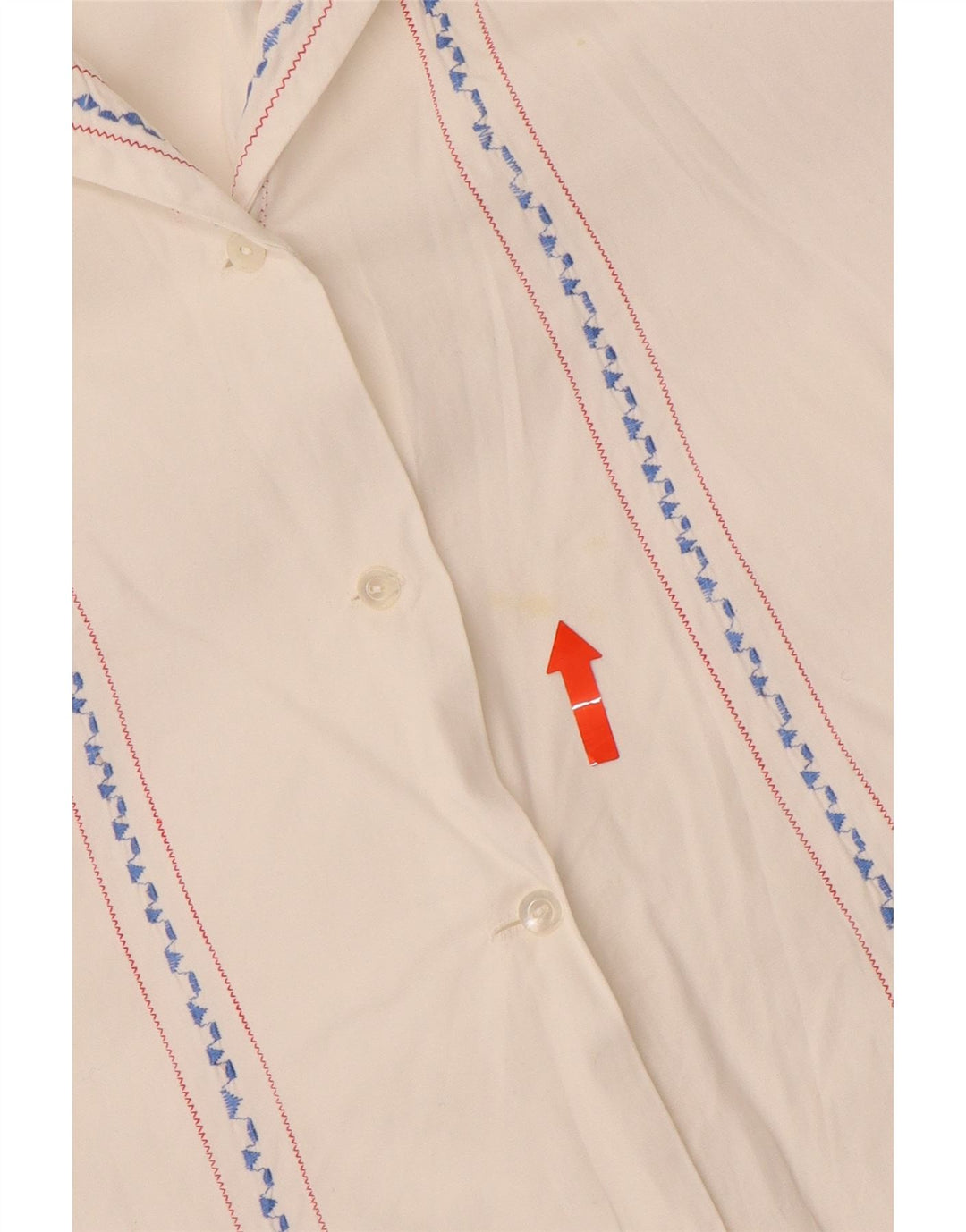 VINTAGE Blusa camisa mujer Reino Unido 16 Rayas blancas grandes