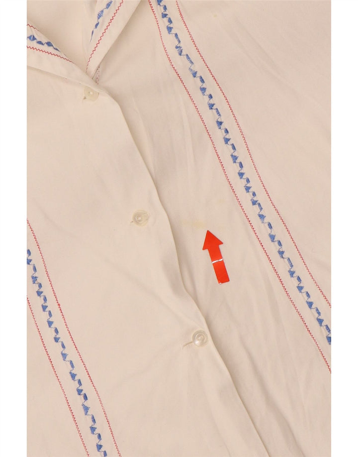 VINTAGE Blusa camisa mujer Reino Unido 16 Rayas blancas grandes