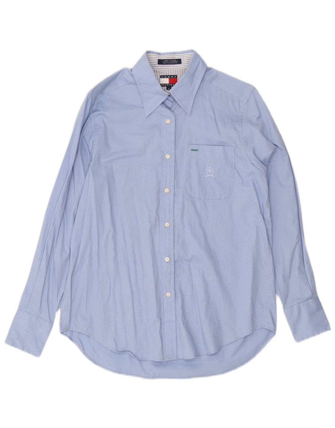TOMMY HILFIGER Camisa extragrande para mujer US 2 XS Algodón azul a rayas