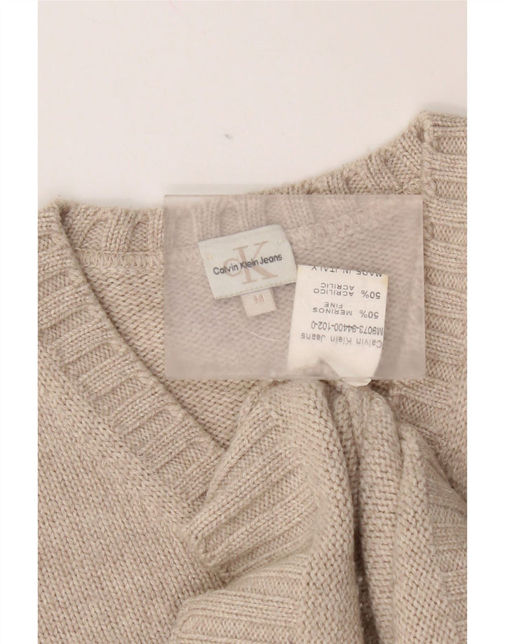 Calvin Klein Jersey con Cuello en V para Hombre Lana Merino Beige Medio