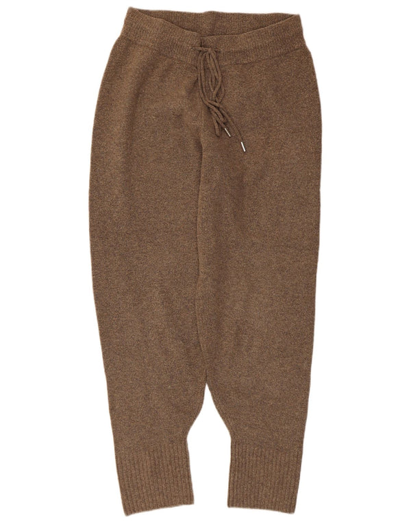 Zara Mujer Pantalones De Chándal De Punto Joggers UK 42 Marrón Medio Moteado