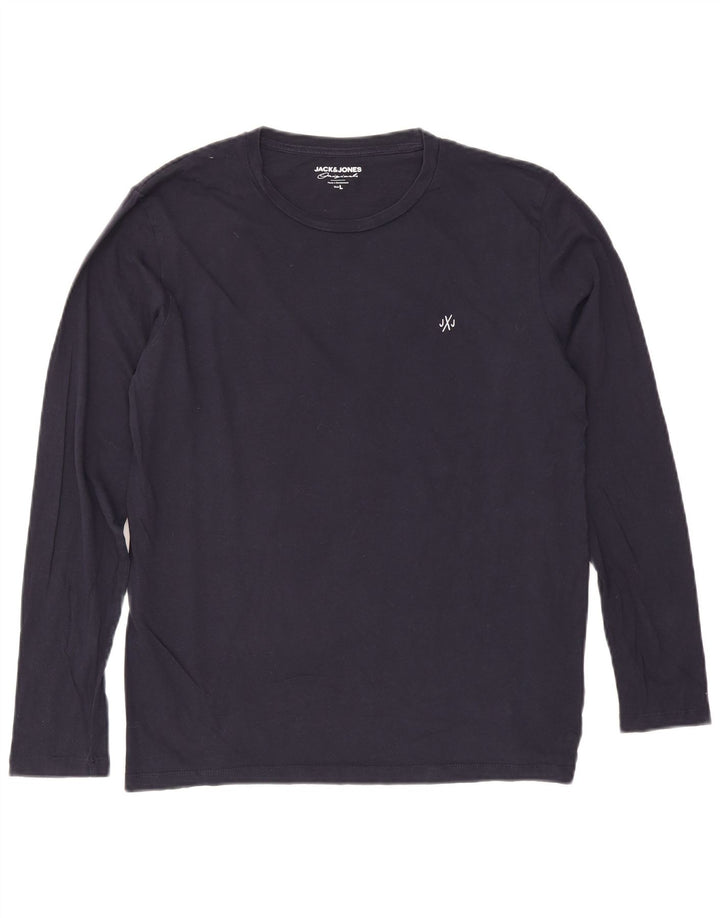 Jack & Jones Hombre Top Manga Larga Grande Azul Marino Algodón