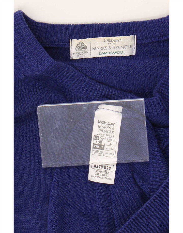 Marks & Spencer Jersey St. Michael con cuello barco para hombre, talla grande, color azul