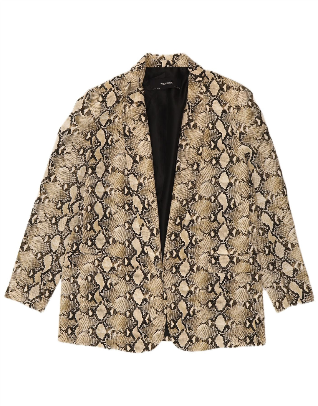 Zara Mujer Blazer Chaqueta UK 40 Grande Beige Animal Print Poliéster