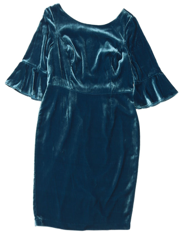 Boden Vestido tubo de terciopelo con manga 3/4 para mujer UK 40 Viscosa azul medio