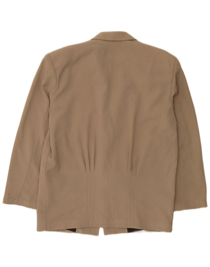 Vintage hombres 1 botón Blazer chaqueta Reino Unido 38 medio beige viscosa