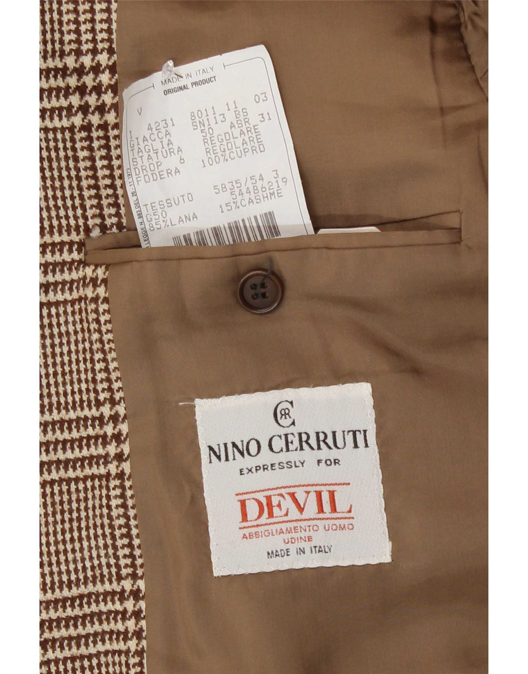 Nino Cerruti Chaqueta tipo blazer de 2 botones para hombre IT 50 Large Lana de pata de gallo marrón