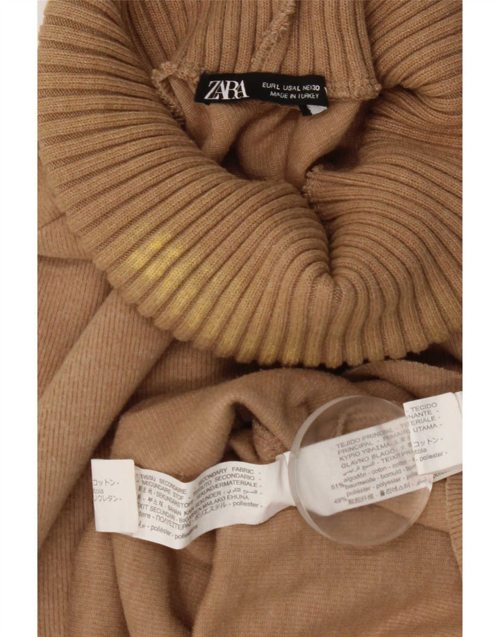 Zara Mujer Chaleco Top Reino Unido 46 Grande Algodón Beige