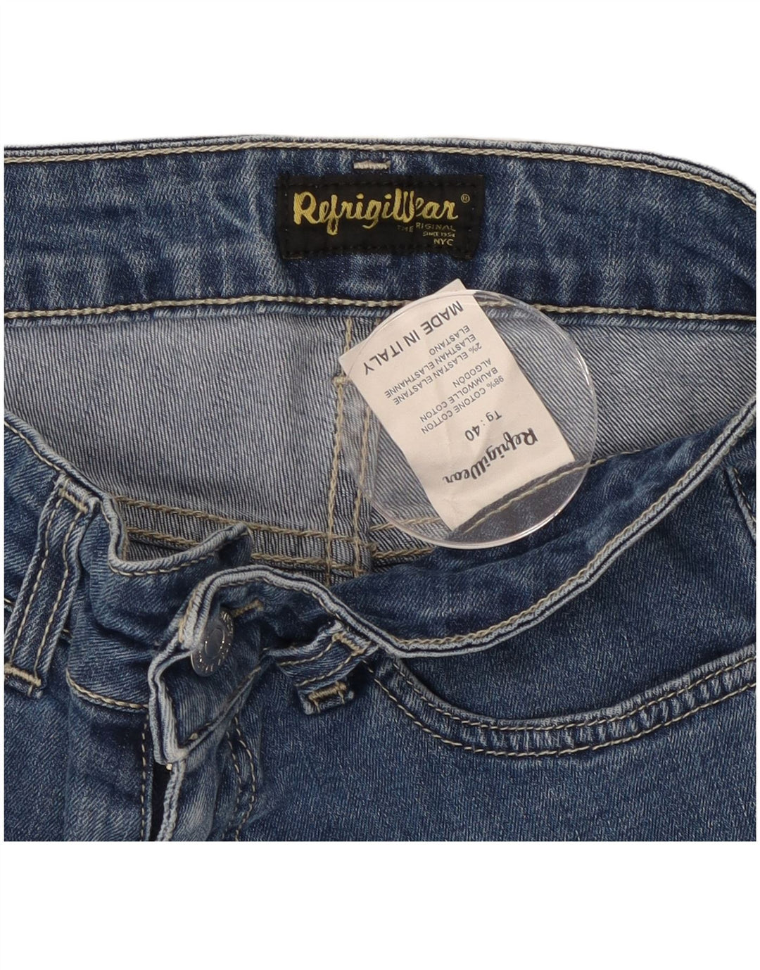 REFRIGIWEAR Vaqueros ajustados para mujer IT 40 Small W26 L30 Algodón azul