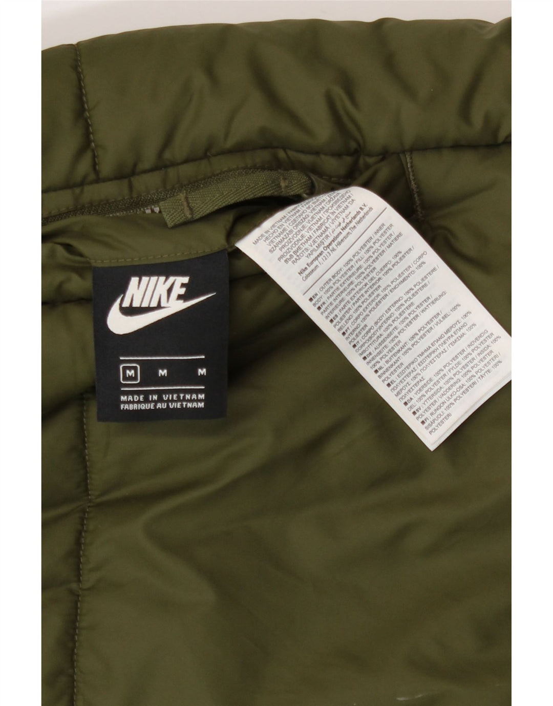 Nike Abrigo acolchado reversible gráfico para mujer UK 44 Poliéster caqui medio