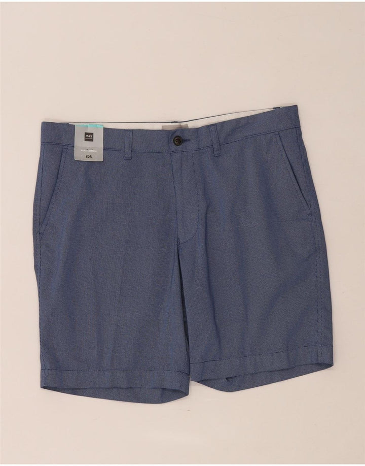 Marks & Spencer Pantalones cortos chinos para hombre W34 Algodón moteado azul grande