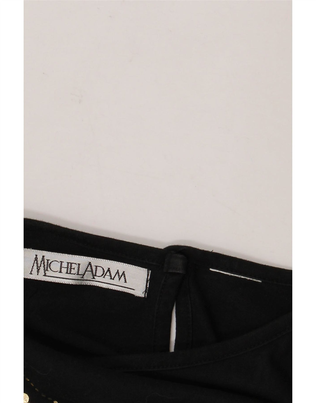 Michel Adam Top con estampado abstracto para mujer, manga 3/4, UK 40 XL, negro