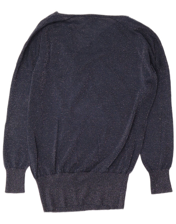 Oasis - Jersey con cuello barco para mujer, talla 40, talla grande, viscosa moteada en azul marino