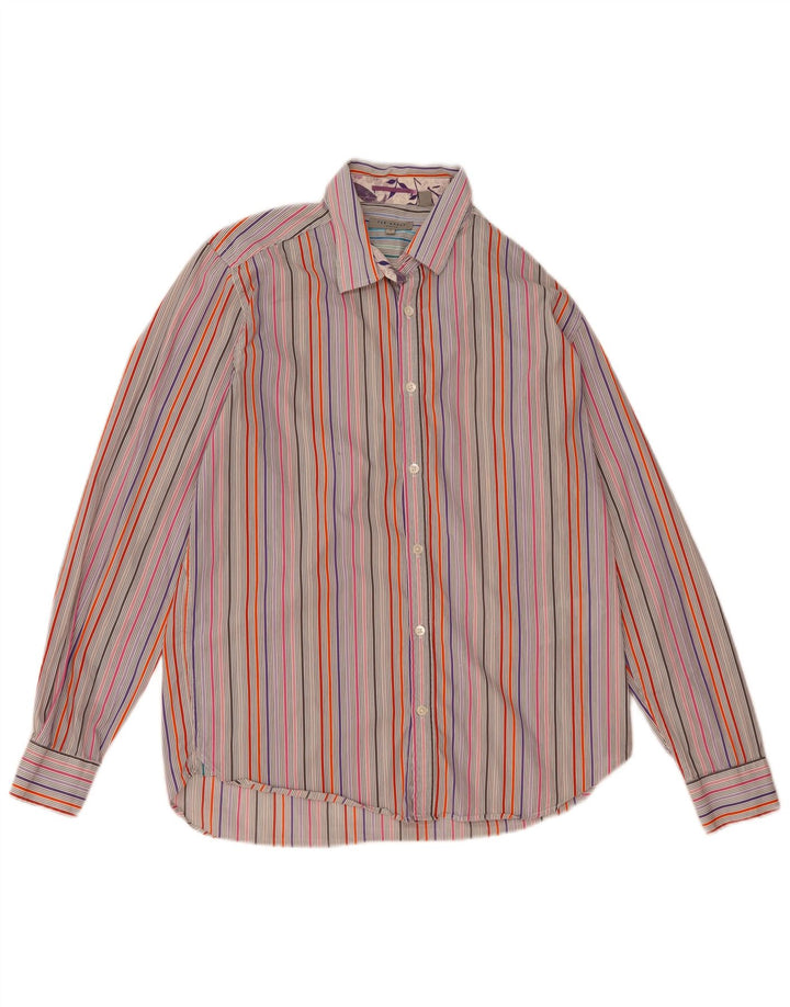 TED BAKER Camisa para hombre Talla 4 Grande Algodón a rayas multicolor