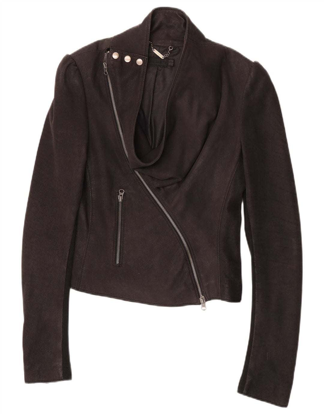 All Saints Chaqueta de cuero para mujer UK 12 Medium Black Leather