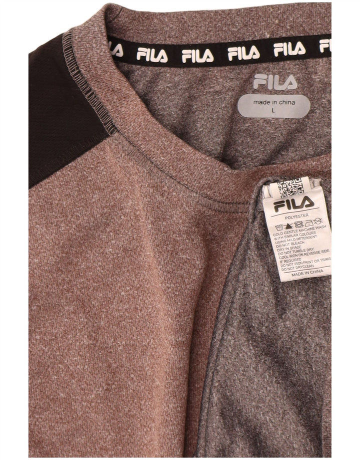 Fila Camiseta para hombre Top Large Marrón Colorblock Poliéster