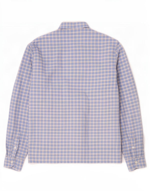 Vintage mujer volante camisa delantera Reino Unido 16 cheque azul grande