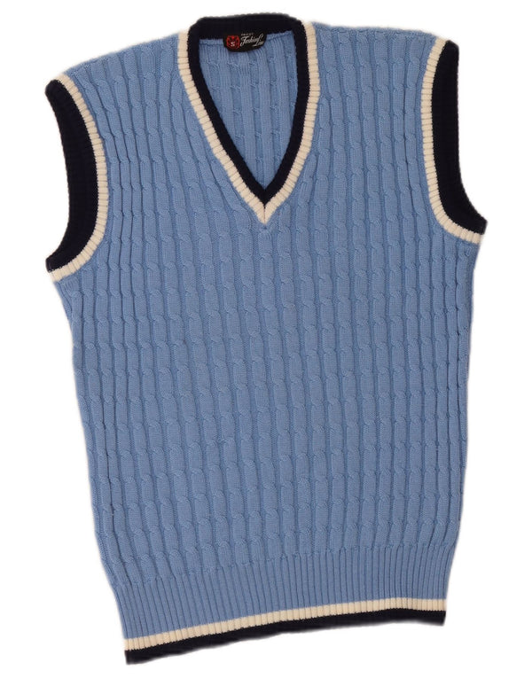 Vintage hombres chaleco tanque top pequeño azul rayas clásico