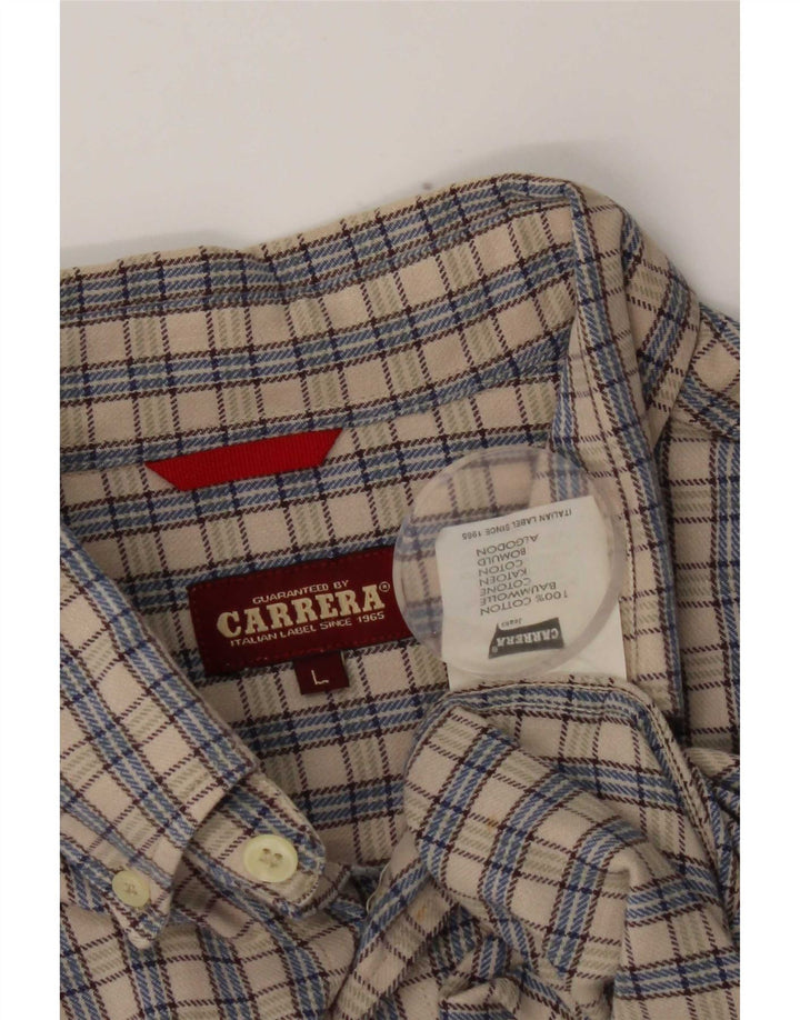 Camisa de franela Carrera para hombre de algodón a cuadros grises grandes