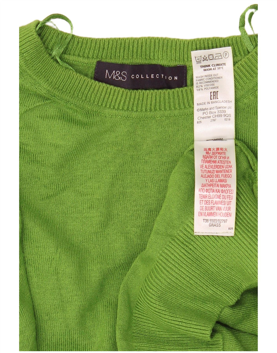 Marks & Spencer - Jersey de cuello redondo para mujer, talla 40, color verde medio